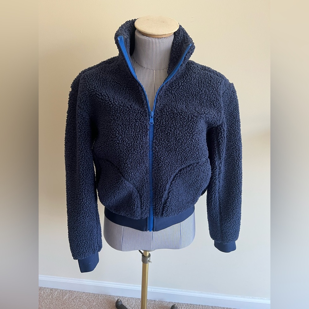 Alexa Cozy Teddy Bomber Fleece Johnnie-O Navy Blue Zip up Jacket Bomber XS